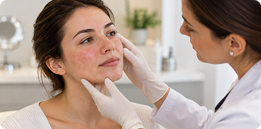 Avaliação dermatológica da pele do rosto