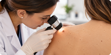 Avaliação dermatológica de pintas e sinais nas costas
